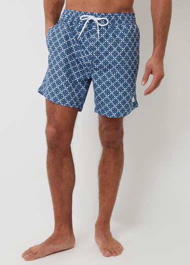 Threadbare Navy 2 Pack Geometric Floral Print Swim Shorts