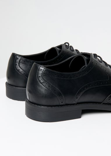 Threadbare Black Faux Leather Brogues