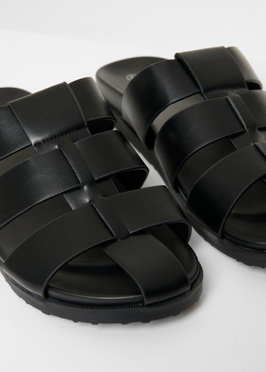 Threadbare Black Gladiator Slip-On Sandals
