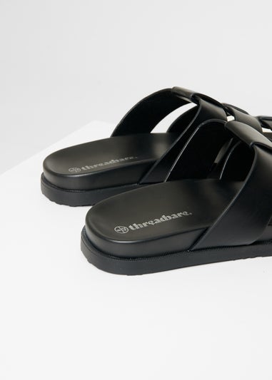 Threadbare Black Gladiator Slip-On Sandals