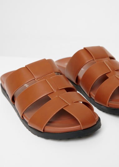 Threadbare Tan Gladiator Slip-On Sandals