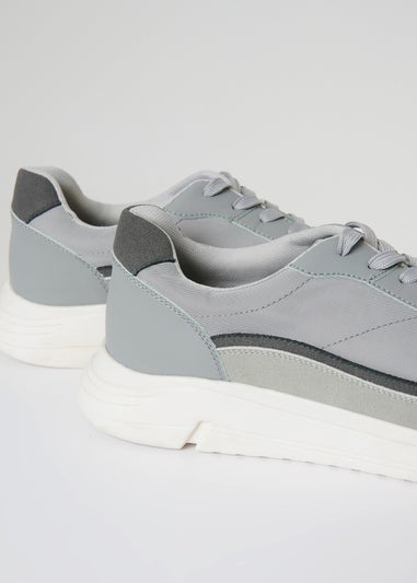 Threadbare Grey Retro Panelled Court Trainers