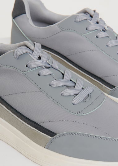 Threadbare Grey Retro Panelled Court Trainers
