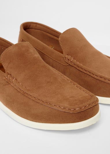 Threadbare Tan Faux Suede Slip On Loafers