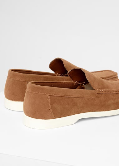 Threadbare Tan Faux Suede Slip On Loafers