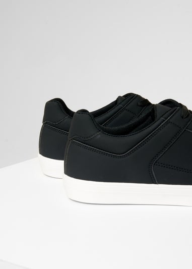 Threadbare Black Stitch Detail Court Trainers