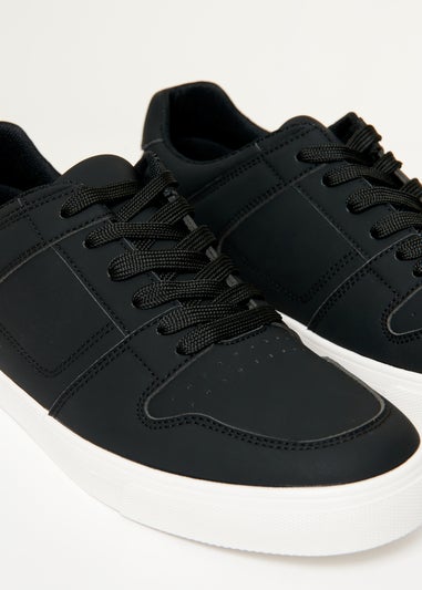 Threadbare Black Stitch Detail Court Trainers