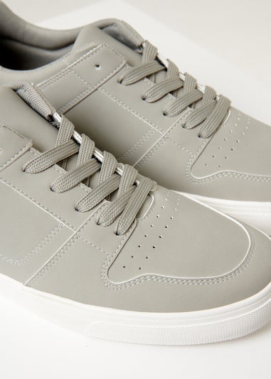 Threadbare Grey Stitch Detail Court Trainers