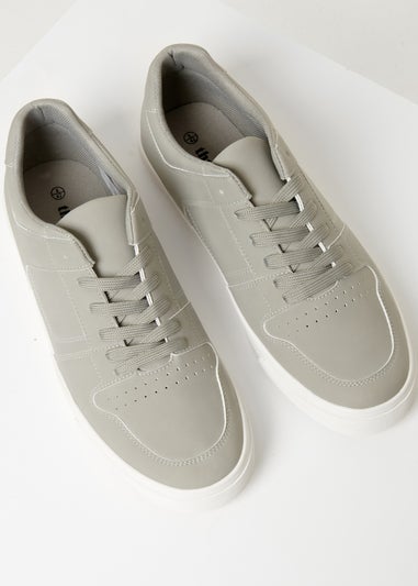 Threadbare Grey Stitch Detail Court Trainers