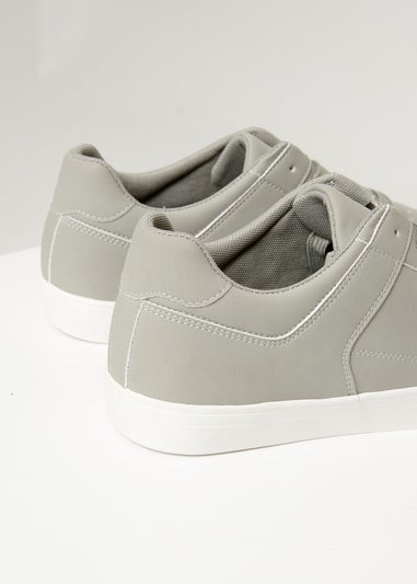 Threadbare Grey Stitch Detail Court Trainers