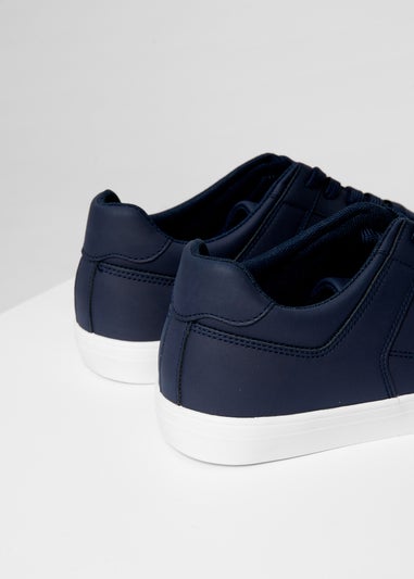 Threadbare Navy Stitch Detail Court Trainers