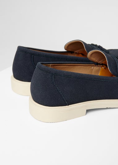 Threadbare Navy Faux Suede Tassel Loafers