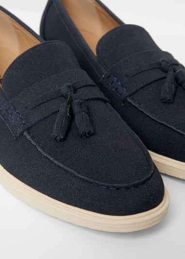 Threadbare Navy Faux Suede Tassel Loafers