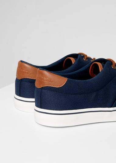 Threadbare Navy Lace-Up Canvas Trainers