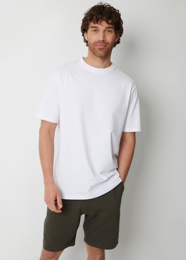 Threadbare Khaki Mitch Cotton Blend Textured Sweat Shorts