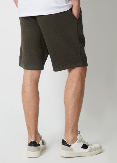 Threadbare Khaki Mitch Cotton Blend Textured Sweat Shorts