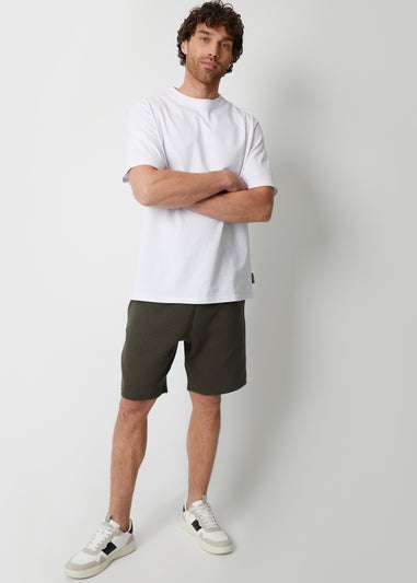 Threadbare Khaki Mitch Cotton Blend Textured Sweat Shorts