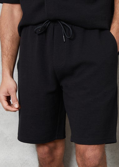 Threadbare Black Textured Elasticated Waist Shorts