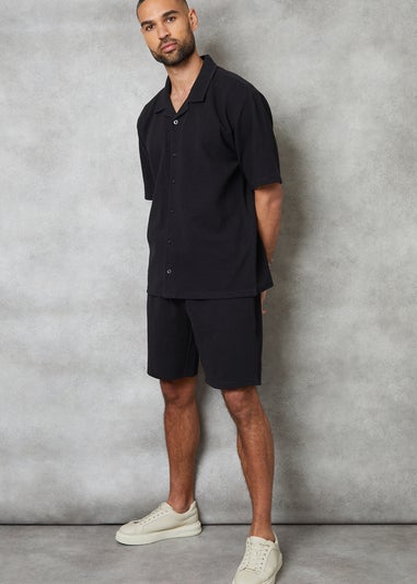 Threadbare Black Textured Elasticated Waist Shorts