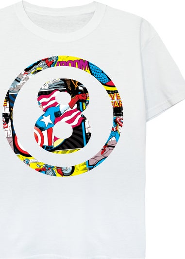 Marvel Comics 8th Birthday Kids White Graphic T-Shirt (7-11 Years)