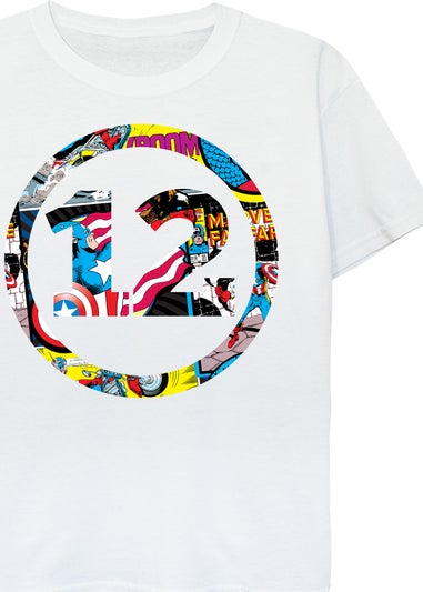 Marvel Comics 12th Birthday Kids White Graphic T-Shirt (9-13 Years)