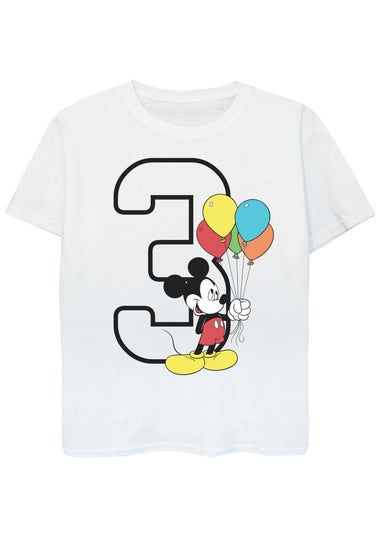 Disney Mickey Mouse 3rd Birthday Kids White Graphic T-Shirt (3-6 Years)