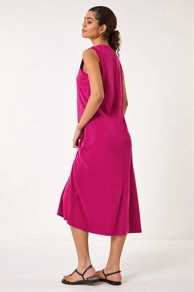 Roman Magenta Sandwash Stretch Midi Dress