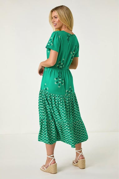 Roman Green Petite Floral Print Midi Dress