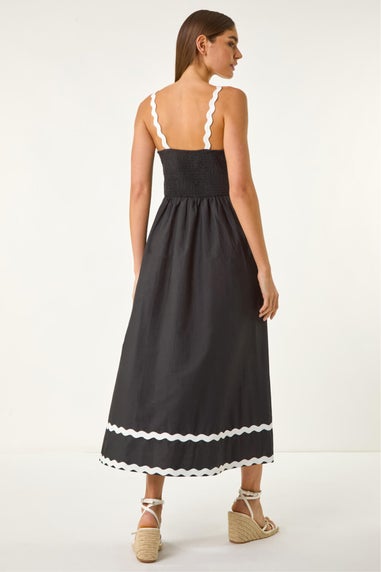 Roman Black Contrast Ric Rac Midi Dress