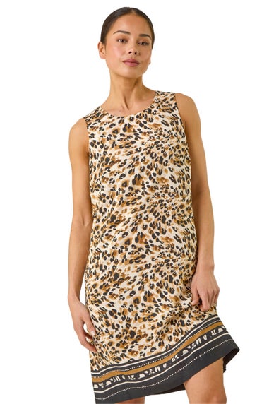 Roman Stone Petite Animal Border Print Shift Dress