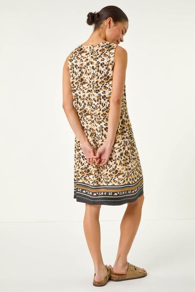 Roman Stone Petite Animal Border Print Shift Dress
