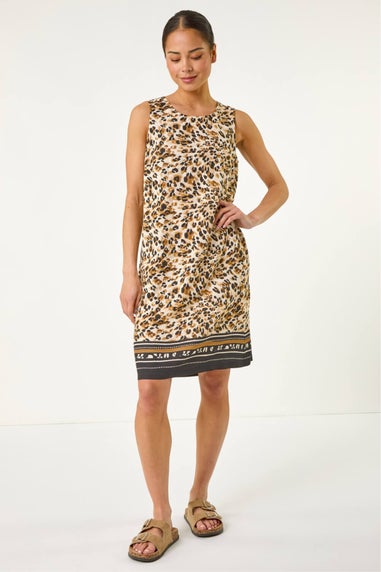 Roman Stone Petite Animal Border Print Shift Dress