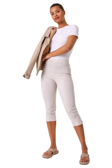 Roman Stone Striped Cropped Stretch Trouser