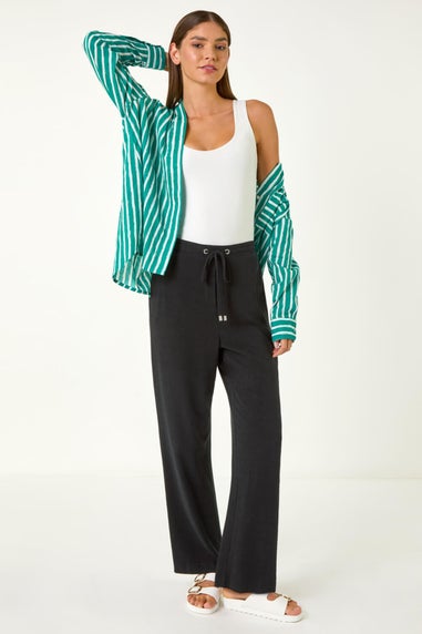 Roman Black Full Length Linen Trousers