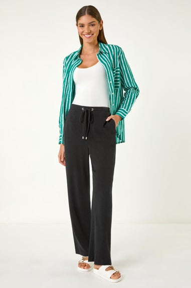 Roman Black Full Length Linen Trousers