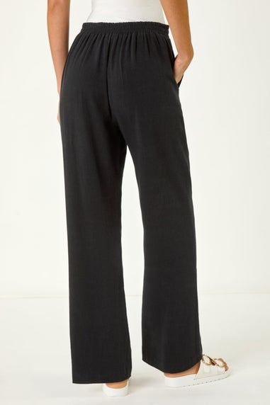 Roman Black Full Length Linen Trousers