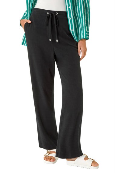 Roman Black Full Length Linen Trousers