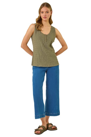 Roman Khaki Buttoned Stretch Vest Top