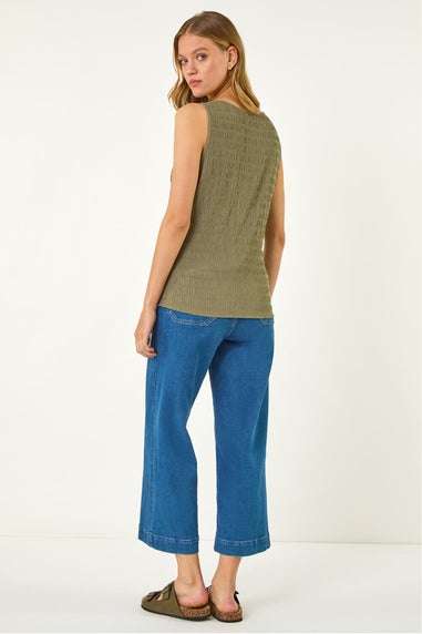 Roman Khaki Buttoned Stretch Vest Top