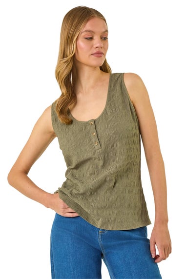 Roman Khaki Buttoned Stretch Vest Top