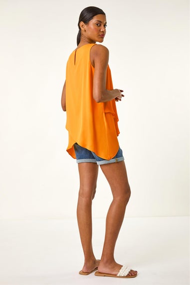 Roman Mango Asymmetric Sleeveless Vest Top