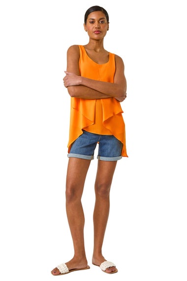 Roman Mango Asymmetric Sleeveless Vest Top