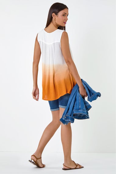 Roman Rust Cotton Lace Detail Ombre V-Neck Vest Top
