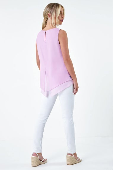 Roman Lilac Petite Floral Overlay Sleeveless Top