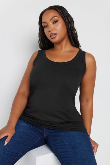 Yours 3 Pack Curve Navy Blue, Black & White Core Vest Tops