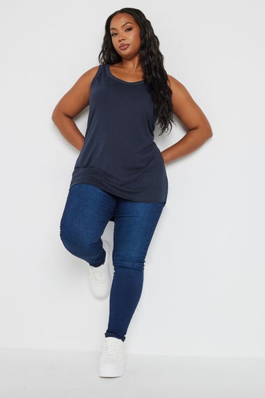 Yours 3 Pack Curve Navy Blue, Black & White Core Vest Tops