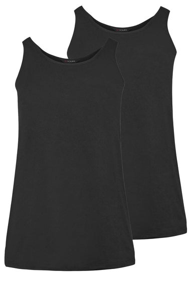 Yours 2 Pack Curve Black Core Vest Tops