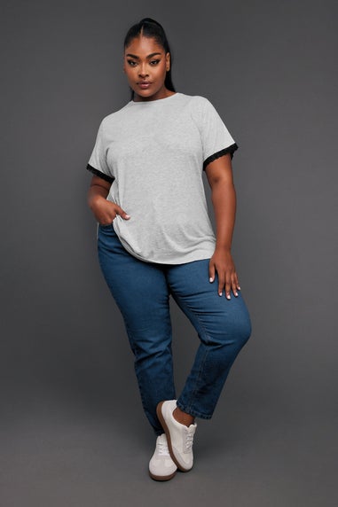Yours Curve Mid Blue Mom Jeans