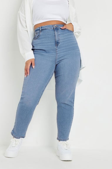 Yours Curve Light Blue Wash Mom Jeans