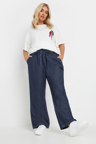 Yours Curve Indigo Blue Tie Detail Denim Jeans